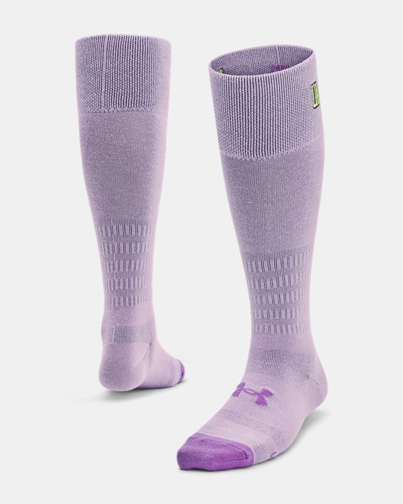 Women's UA Essential Over-The-Calf Socks in Purple image number 0